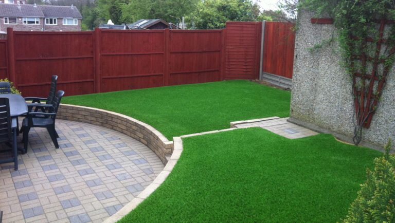 A back lawn completed with 35mm Artificial Grass 768x434